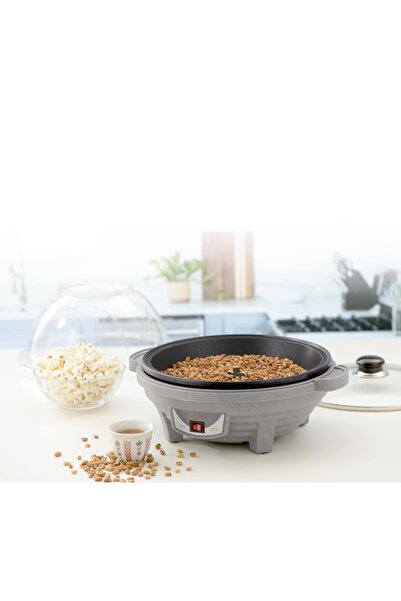 ALSAIF Electric Coffee Roaster, Rotates And Mixes Evenly By Ratation Bar, Transparent Lid, 940w, Grey