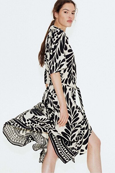 H&M فستان قميص بحزام ربطة عنق