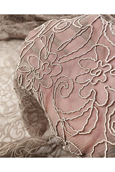 Kumaş Parça تول كوردونيت بيج مع بني (العرض 125 سم × الطول 250 سم)