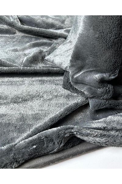 Kumaş Parça Faux Rabbit Fur in Anthracite Color Width: 140