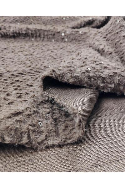Kumaş Parça Yumoş Πλεκτό Sequin Mink Brown Πλάτος: 150