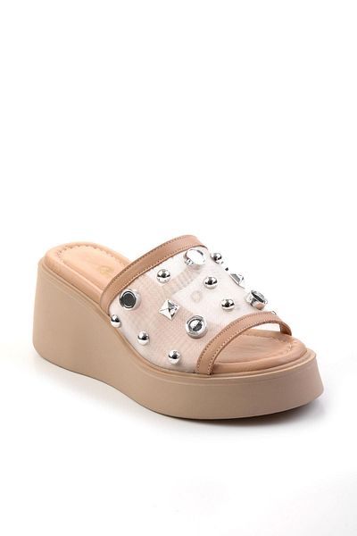 Bambi Nude Leather Women's Slippers K 04991060503