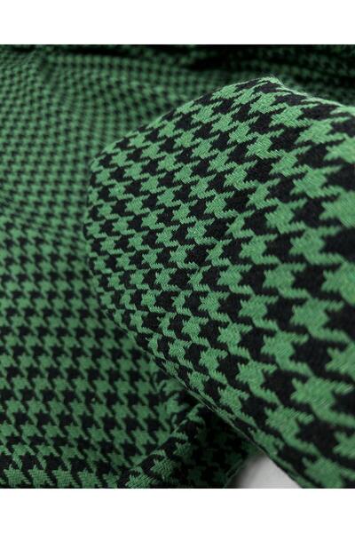 Kumaş Parça Yeşil Siyah Kazayağı Renkte Şanel Dokuma En: 140