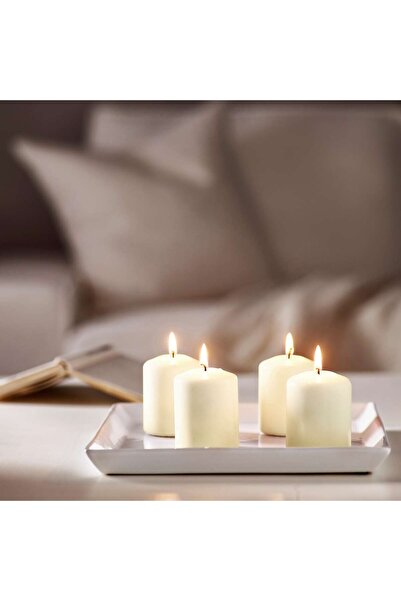 IKEA IKEA HEMSJÖ Unscented block candle, natural, 8 cm