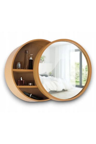 HOME CREATION Oglindă de baie cu dulap din MDF, diametru 50 cm