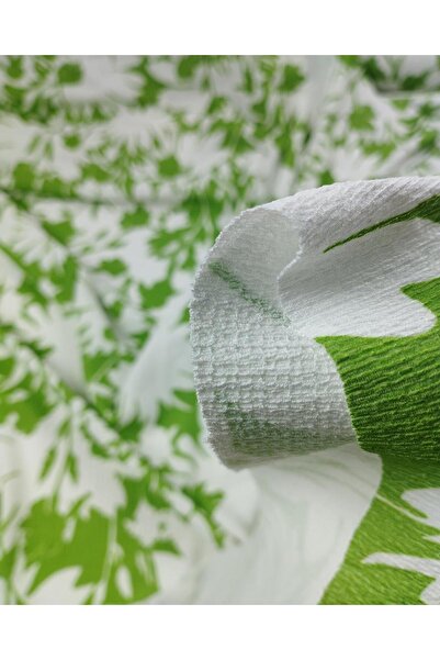 Kumaş Parça Біло-зелений джерсі з ворсистою поверхнею (ширина 150 см, довжина...