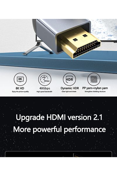 sharpdo 1.5M Ultra HD HDMI 2.1 Cable 48Gbps High Speed 8K@60Hz Support Dynamic HDR for PC Laptop PS5/4