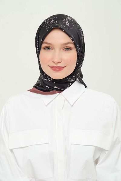 Madame Polo Digital Rayon Scarf Multicolor Patterned Daily Wrinkle-Free Non-Slip 90X90Cm