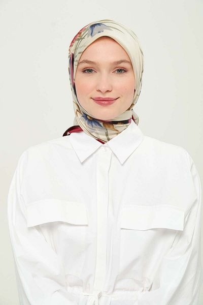 Madame Polo Printed Rayon Scarf Multicolor Patterned Daily Wrinkle-Free Non-Slip 90X90Cm