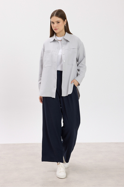 Birgül Bektaş Сіра сорочка з кишенями