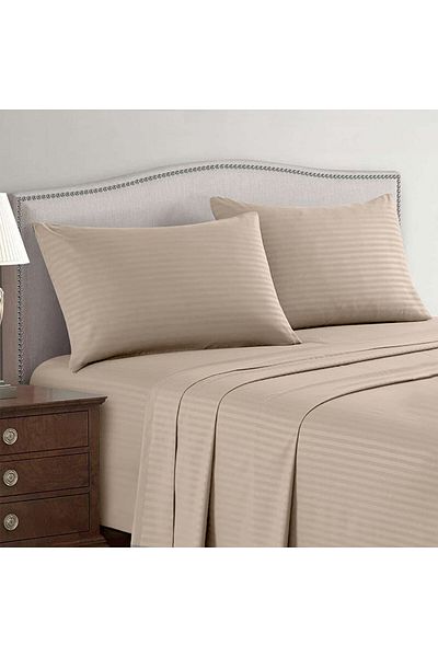 Hotel Linen Klub 3-Piece Bed Sheet Set, 100% Cotton Sateen Fabric , Size: King (260 x 280cm)