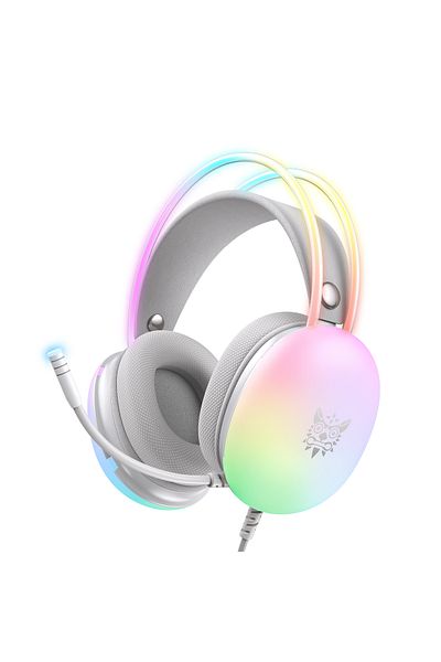 Onikuma سماعة رأس X25 Gradient RGB Light، سماعة رأس للألعاب لأجهزة PS4/PS5/XBox One/Series/Switch/PC، رمادية