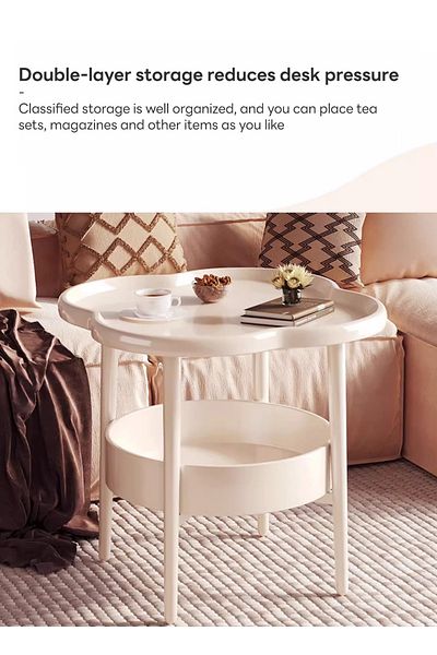 sharpdo Ins Style Sofa Side Table, Minimalist Flower-Shaped Coffee Table for Serving Guests