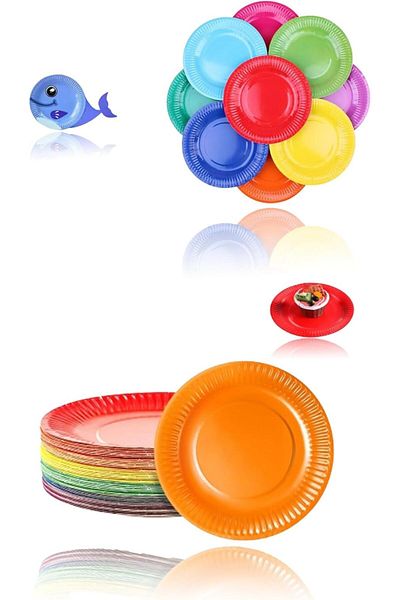 COOYA 60 Pack Disposable Paper Plates, Colorful 7-inch, for Weddings, Birthdays, DIY Painting