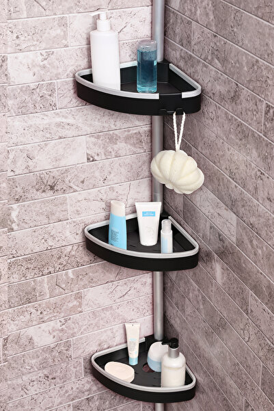 Prima Nova Venta Banyo Köşe Rafı Paslanmaz Aluminyum Borular - Siyah