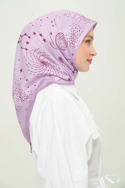 Madame Polo Digital Rayon Scarf Multicolor Patterned Daily Wrinkle-Free Non-Slip 90X90Cm
