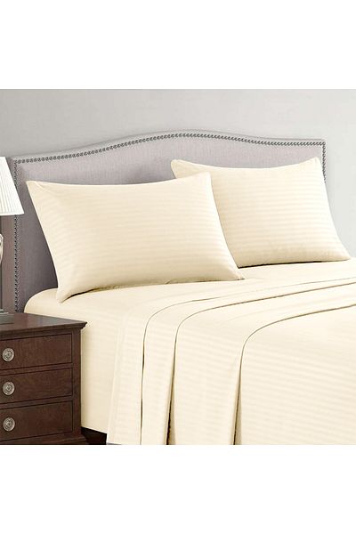 Hotel Linen Klub 3-Piece Bed Sheet Set, 100% Cotton Sateen Fabric , Size: Queen (240 x 260cm)