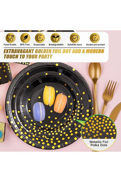 COOYA Birthday Party Supplies, 201 Pcs, Disposable Plates, Tablecloth and Cups Sets