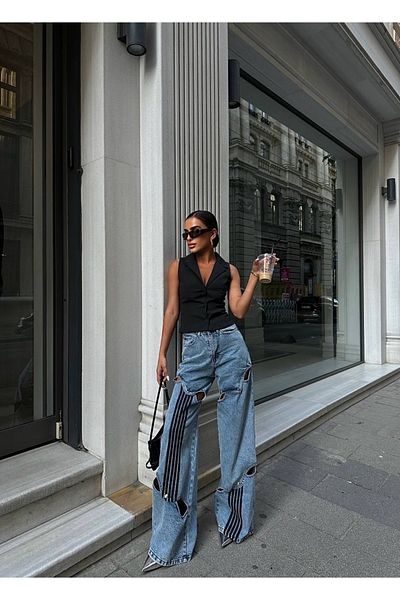 DEEFWEAR Stripe Detail Design Jean Trousers