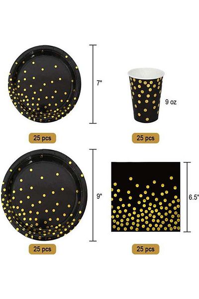 COOYA 200Pcs Disposable Tableware Set, Portable, Disposable Plastic Birthday Dinnerware Plates