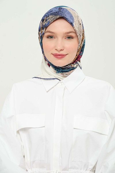 Madame Polo Eșarfă din raion imprimată cu model multicolor zilnic anti-rid anti-alunecare 90x90cm