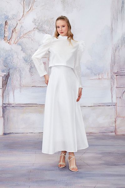 Birgül Bektaş Watermelon Sleeve White Skirt Set