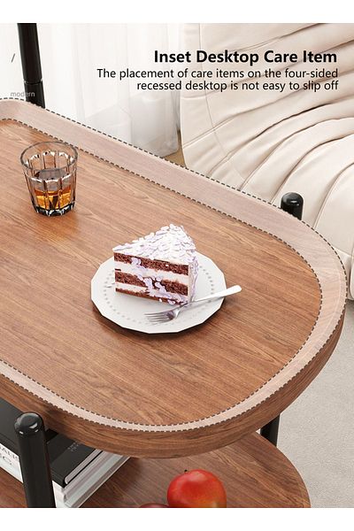 sharpdo 2 Tier Coffee Table,MDF Simple Sofa Side Table with Wheels,End Table for Living Room