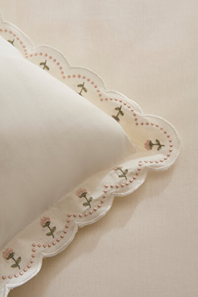 Karaca Home Helia Вишитий 100% бавовняний двоспальний комплект постільної білизни білого кольору