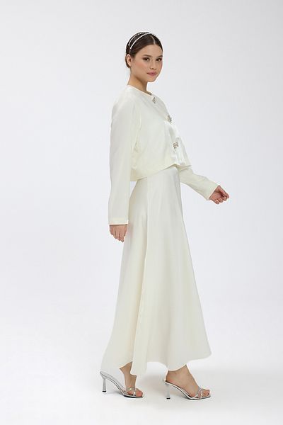 Birgül Bektaş Ecru Padded Skirt Set