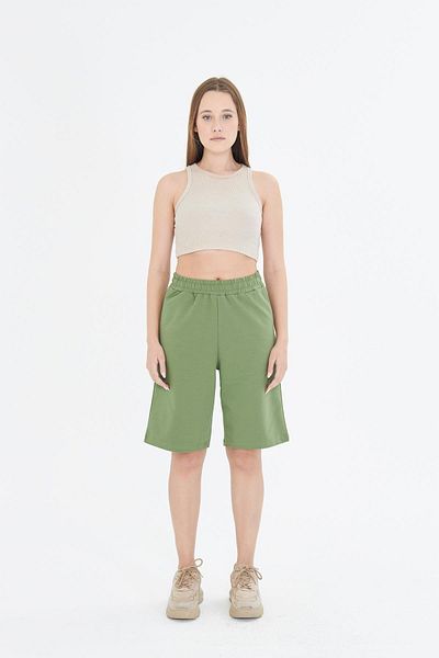 TRENDHİLL Women's Cotton Capri Khaki 7003-H