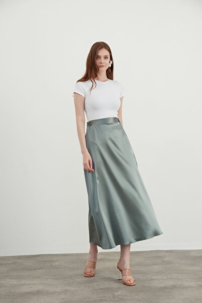 Birgül Bektaş Mint Yeşili Saten Etek