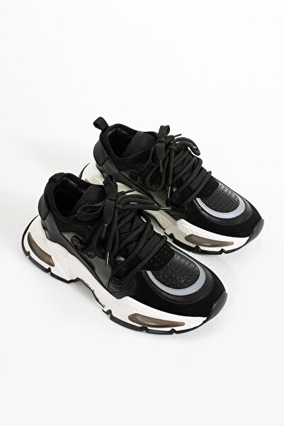 Seniorah Neptün Black Skin-Mesh Women's Sports Shoes