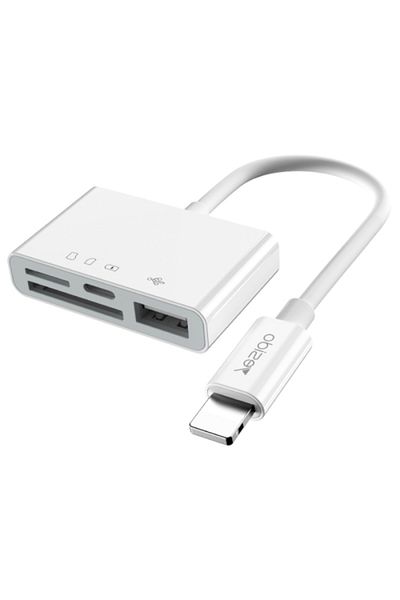 Yesido محول GS12 8 Pin إلى بطاقة TF / بطاقة SD / USB / 8 Pin 4 في 1 OTG (أبيض)