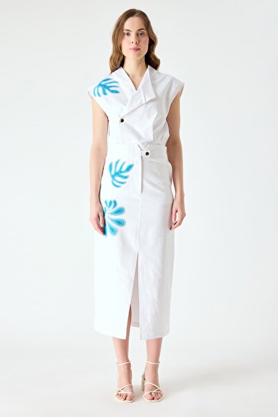 FEVER Nakış detaylı yırtmaçlı etek