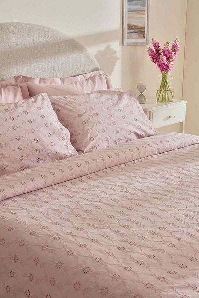 Karaca Home Vivien Brodeli 100% βαμβακερό σετ παπλωματοθήκης διπλής σε σκόνη