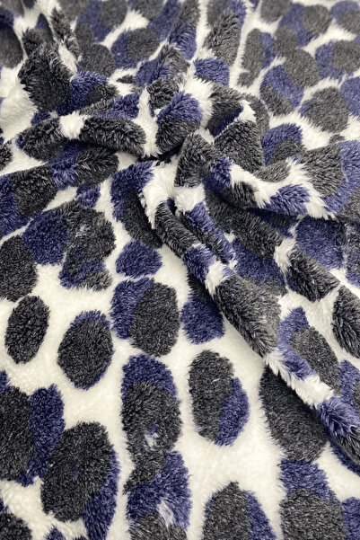PELTEKS Gece Deseni Welsoft Kısa Tüylü Peluş Kumaş - Siyah Beyaz Lacivert Pel...