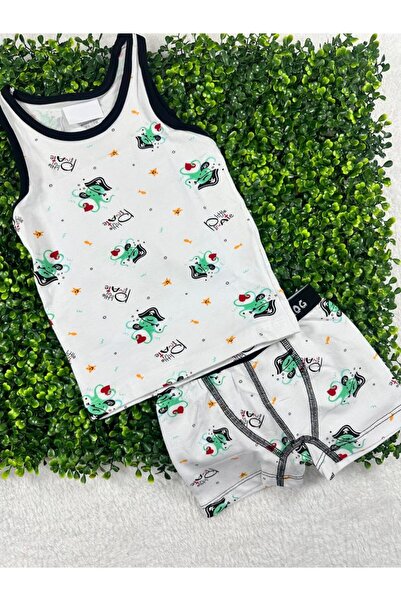 Little Miny Kids طقم بوكسر رجالي من MinyKids باللون الأبيض بنمط Pinate