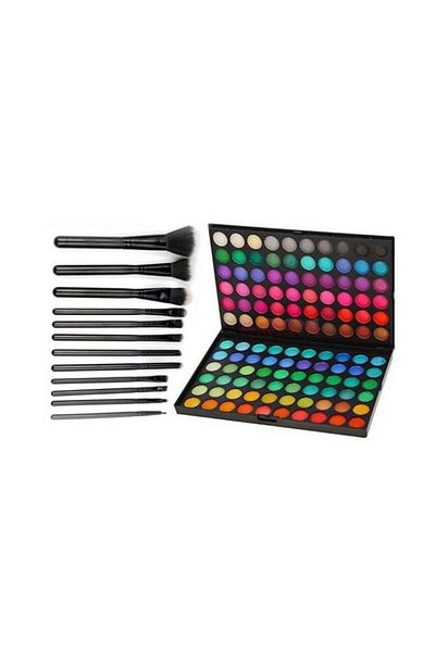 Makeup Promo Package: Professional Makeup Kit 120 Colors + Set of 12 Makeup Brushes + Storage Case