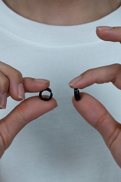 Takı Dükkanı Pair of Compression Men's Steel Earrings Thin 3mm to Non-Perforated Ears Mse1-2