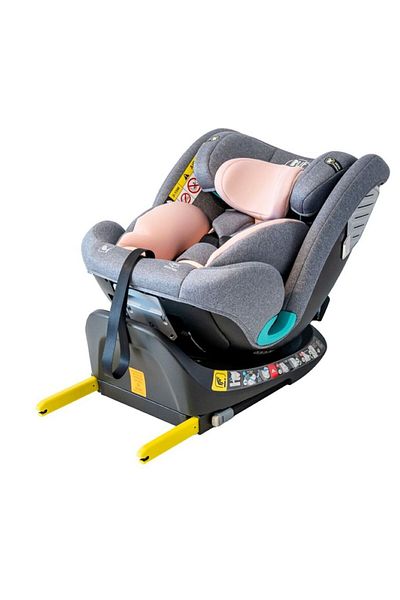BUF BOOF Scaun Auto Saphir DELUXE BUF BOOF iSIZE Pink Isofix pozitie somn 165 grade rotativ grade 40-150 cm