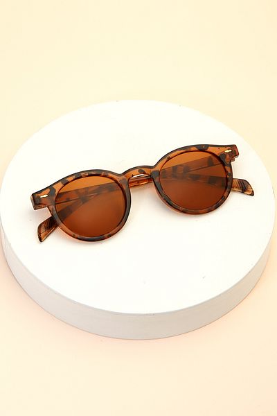 Nilu Moda Round Leopard Frame Brown Glasses Women Men Unisex Sunglasses