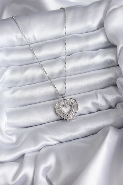 Skygo Silver Colored 316L Steel Zircon Stone Women's Necklace - TJ-BKO7824