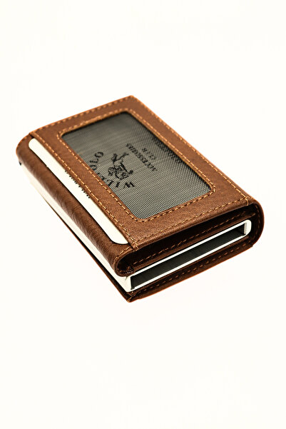 willpolo Γνήσιο πορτοφόλι από φυσικό δέρμα αγελάδας με αυτόματο μηχανισμό θήκης καρτών μαύρισμα με θήκη