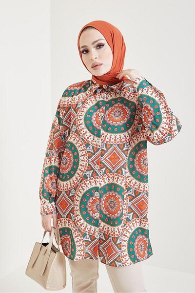 giyze Patterned Hijab Shirt Tile 8880