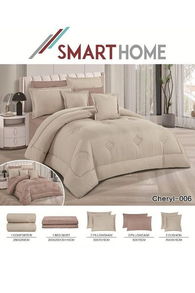smart home Double-sided comforter set, 8-piece microfiber quilted bedspread, 8-piece comforter set