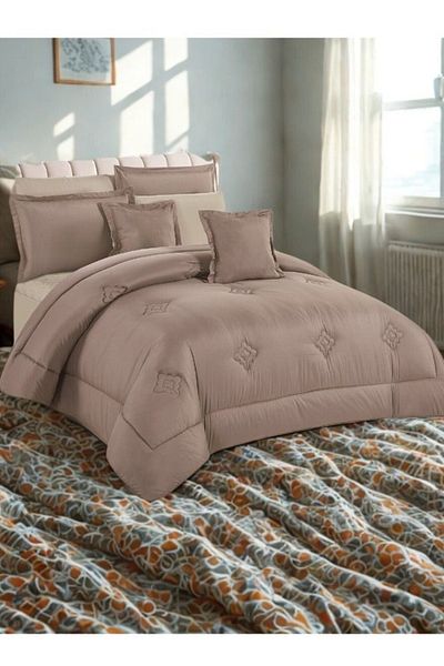 smart home Double-Sided Duvet Set, 8-Piece Microfiber Quilted Bedspread, 8-Piece Comforter Set