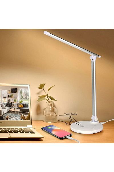 Generic مصباح مكتب LED من KUYING مع منفذ شحن USB أبيض