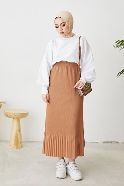 giyze Πλισέ Φούστα Hijab Μπεζ 205