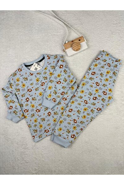 Little Miny Kids Minykids Animal Pattern Two Thread Blue Male Child Pajamas Suit