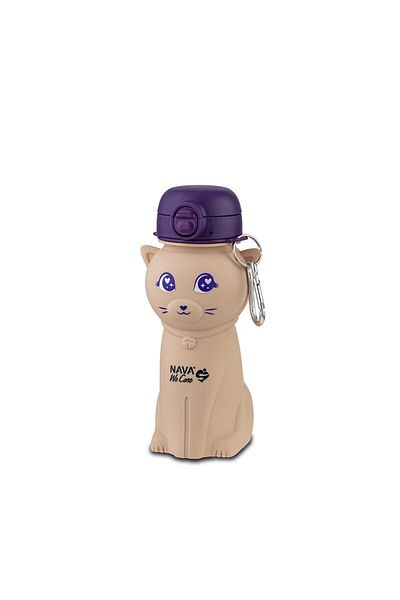 Nava Sticla de apa din silicon, Nava We care, 500 ml, pisica